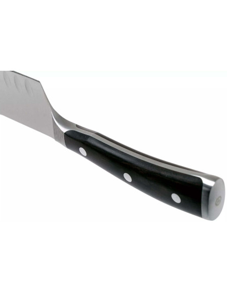 Wüsthof Ikon 17cm smidd santokukniv med grenadillträ med granton-egg