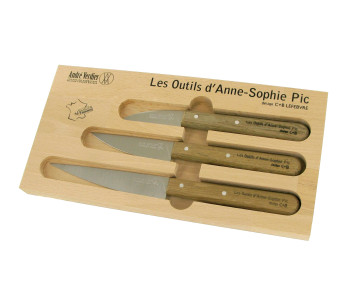 Conjunto de 3 facas com cabo em carvalho 100% francês daAnne Sophie Pic