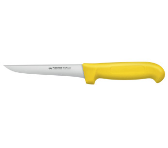Fischer HACCP professioneel uitbeenmes 14cm recht lemmet geel handvat