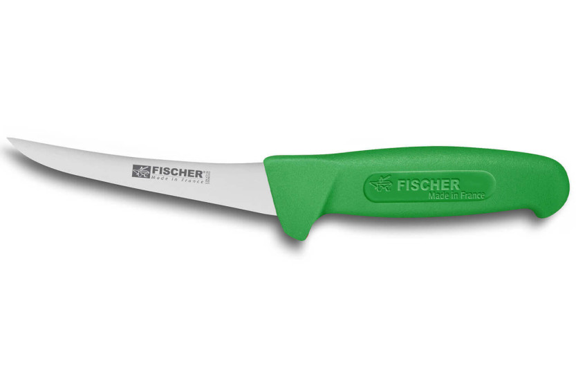 Fischer HACCP Cuchillo deshuesador profesional con hoja curva 15cm mango verde