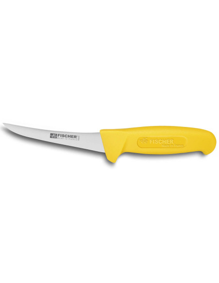 Fischer HACCP professionel udbeningskniv 15 cm med buet blad og gult håndtag
