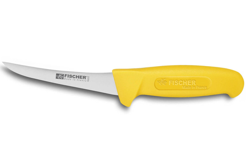 Fischer HACCP Cuchillo deshuesador profesional con hoja curva 13cm mango amarillo