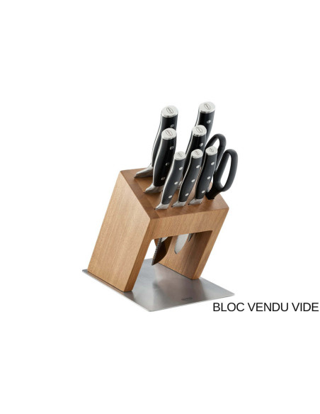 Rösle Knife X blocco vuoto in legno di olmo per 7 coltelli da cucina e 1 paio di forbici