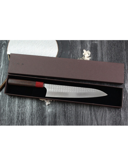 Faca de chef japonesa Yoshimi Kato SG2 Tsuchime 24cm feita à mão
