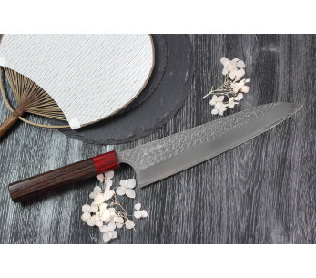 Faca de chef japonesa Yoshimi Kato SG2 Tsuchime 24 cm feita à mão 2