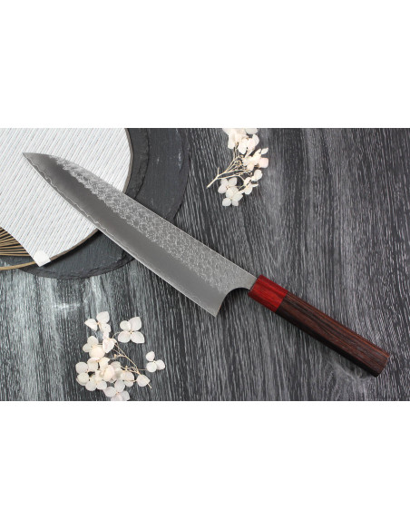 Coltello da chef giapponese fatto a mano Yoshimi Kato SG2 Tsuchime da 24 cm
