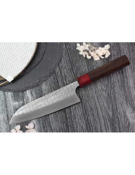 Yoshimi Kato SG2 Tsuchime 17cm handgemaakt Japans santoku mes