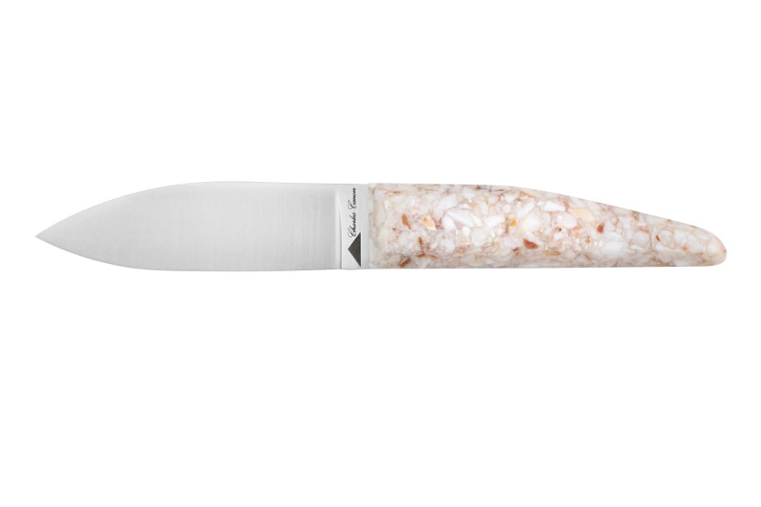 Cuchillo para ostras Charles Canon con mango de festón fabricado en Francia + estuche de madera