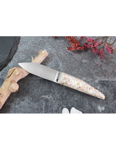 Cuchillo para ostras Charles Canon con mango de festón fabricado en Francia + estuche de madera