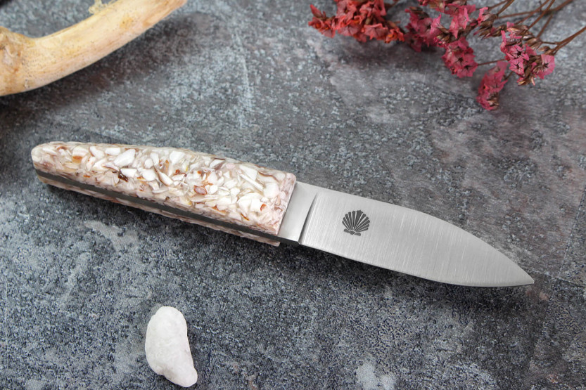 Charles Canon oestermes met coquille handvat gemaakt in Frankrijk + houten kist