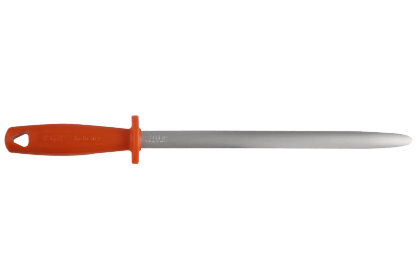 Fischer Metzgerwetzstahl FISCHROM Rundbohrer 30cm extra feinkörnig orangefarbener Griff