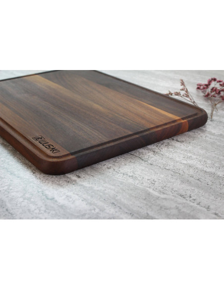 Tabla de cortar de madera de nogal Wusaki con canalón - 40 x 30 x 1,9 cm