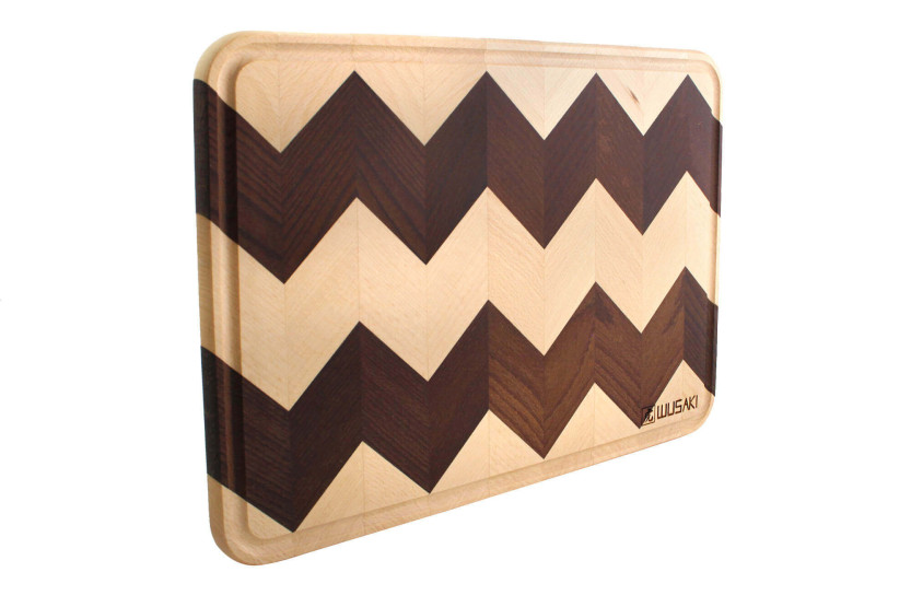 Tabla de cortar Wusaki de madera de haya termotratada con certificado FSC y canalón - 40 x 30 x 1,9 cm