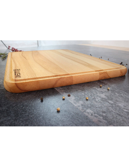 Wusaki-Schneidebrett aus FSC-zertifiziertem Buchenholz mit Wasserrinne - 40 x 30 x 1,9 cm