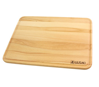 Tabla de cortar Wusaki de madera de haya certificada FSC con canalón - 40 x 30 x 1,9 cm