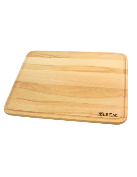 Wusaki-Schneidebrett aus FSC-zertifiziertem Buchenholz mit Wasserrinne - 40 x 30 x 1,9 cm
