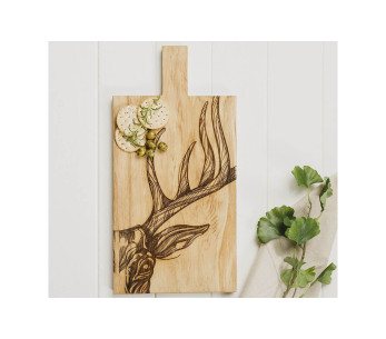 Selbrae House serveringsbräda i ek 50x25x2cm med handtag - Hjortmotiv 2