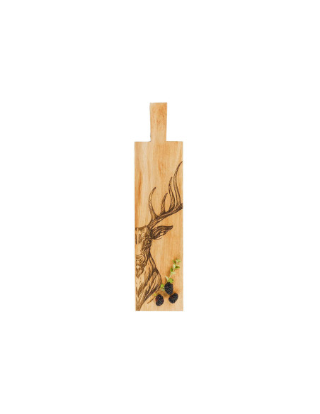 Selbrae House oak aperitif board 65x15x2cm with handle - Deer motif