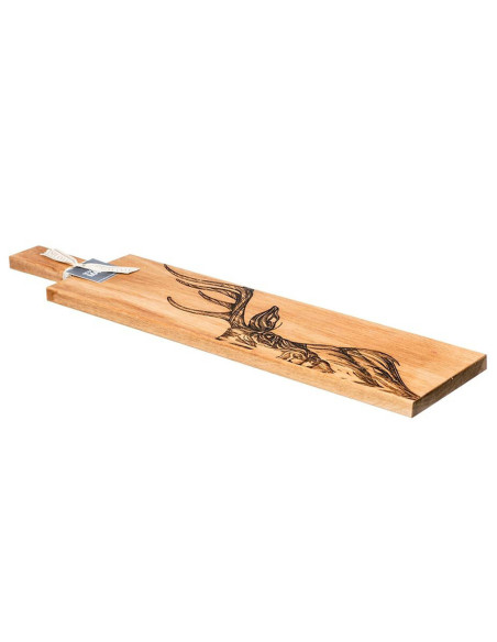 Selbrae House oak aperitif board 65x15x2cm with handle - Deer motif