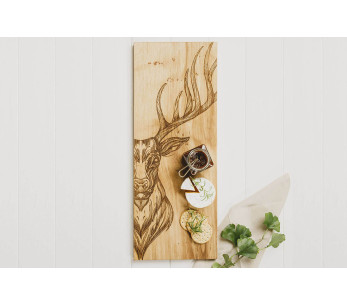 Servierbrett aus Eiche Selbrae House 60x25x2cm - Hirschmotiv 2
