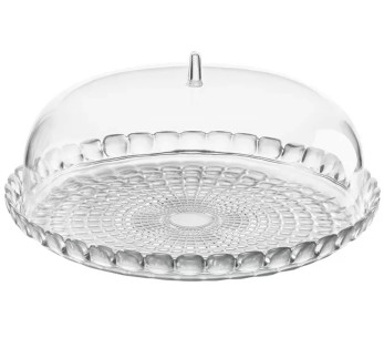 Guzzini Tiffany transparante acryl taartschaal Ø36cm met bel
