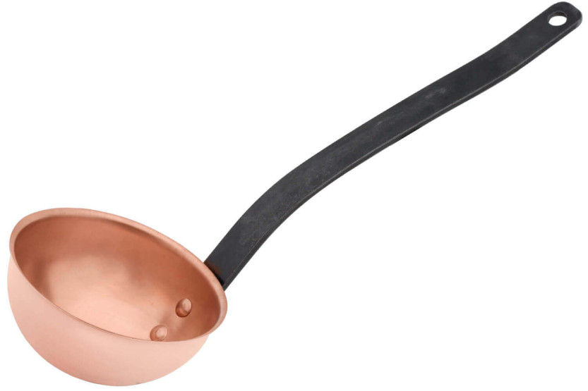 Cazo de cobre macizo Baumalu con mango de hierro fundido