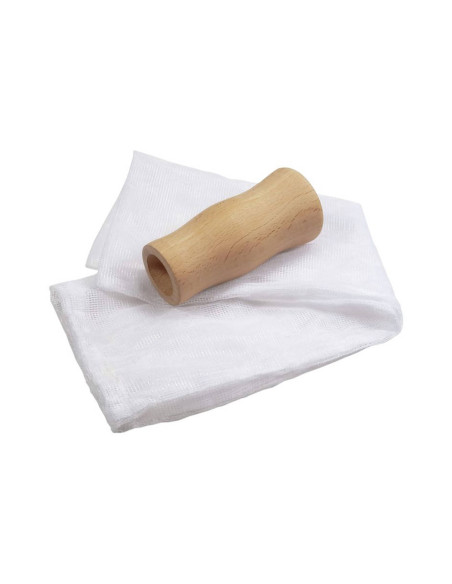 La Bonne Graine polyester kaasdoeknet met beukenhouten drukker