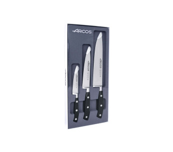 Sett med 3 Arcos Riviera-kniver: kontor + universal + kokk