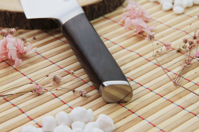 Kutoyama Kochmesser mit 20 cm Klinge und Griff aus Ebenholz