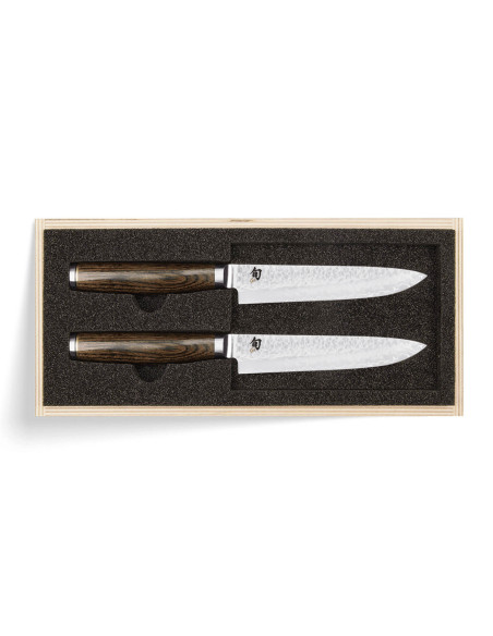 Set van 2 Shun Premier Tim Mälzer damascus steakmessen 15cm