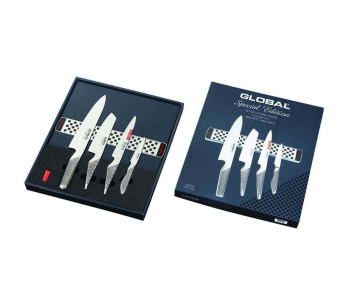 Set di 4 coltelli giapponesi Global GS lama in acciaio inox + barra magnetica