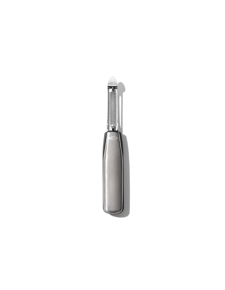 OXO Steel Dünnschäler aus Edelstahl mit Zwei-Materialien-Griff