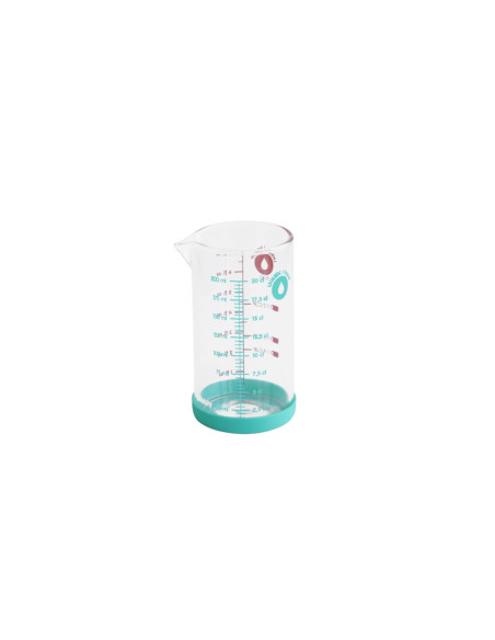 Vaso medidor de guijarros en vidrio borosilicato y base de silicona