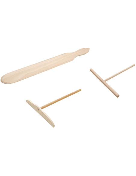 17.5cm flat pancake rake in beech wood