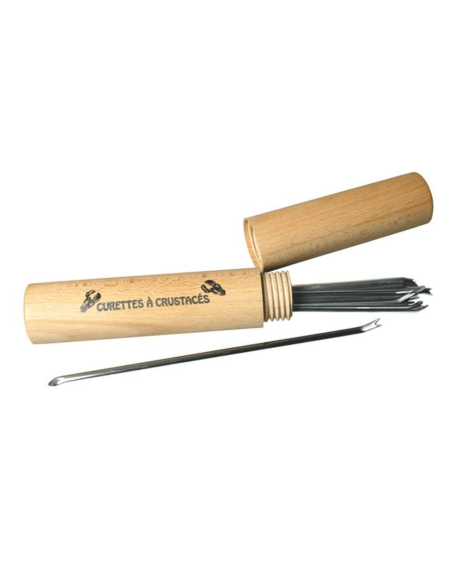 Conjunto de 12 palitos de marisco em aço inoxidável de 18 cm com estojo de madeira