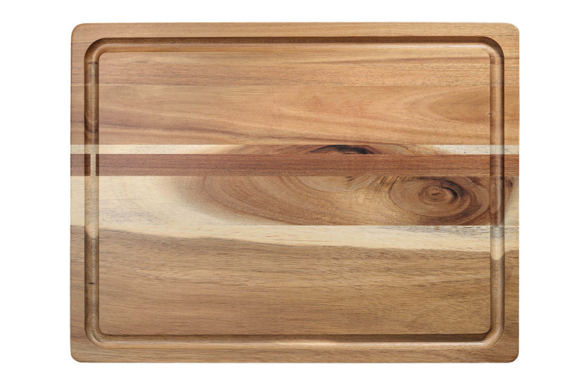 Tábua de cortar Wusaki de dupla face em acácia com canais 41x31cm