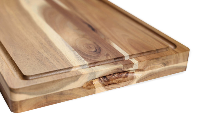 Wusaki dubbelzijdige acacia snijplank met kanalen 41x31cm