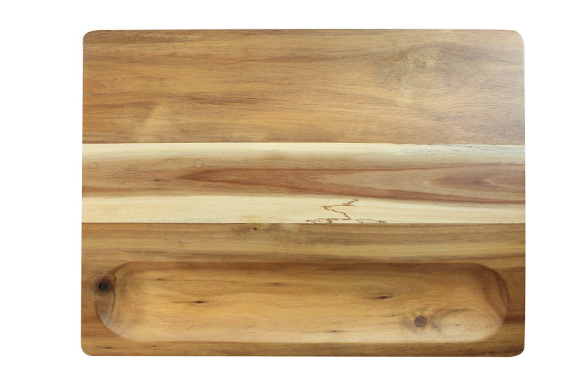Tagliere in acacia bifacciale Wusaki con canali 41x31cm