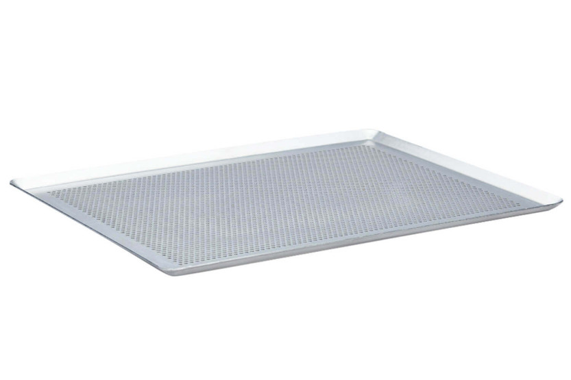 Tabuleiro de aço inoxidável microperfurado 40x30cm De Buyer com rebordos apertados