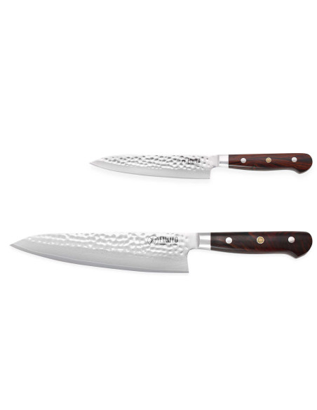 Messerset 2 Küchenmesser Fukito Rosewood Damast 67 Schichten : Universal + Chef