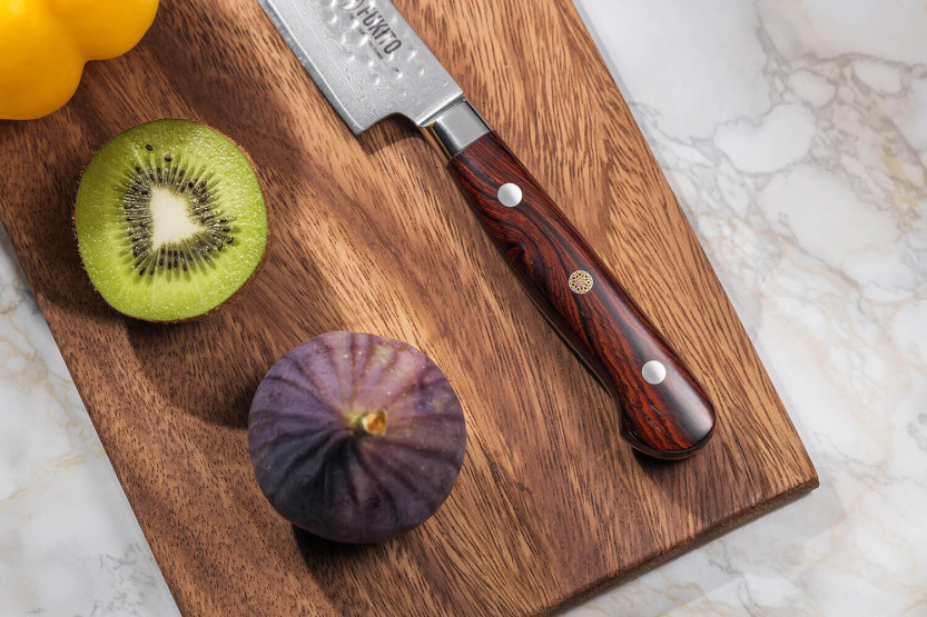 Conjunto de 2 facas de cozinha Fukito Rosewood Damascus 67 camadas: Universal + Chef