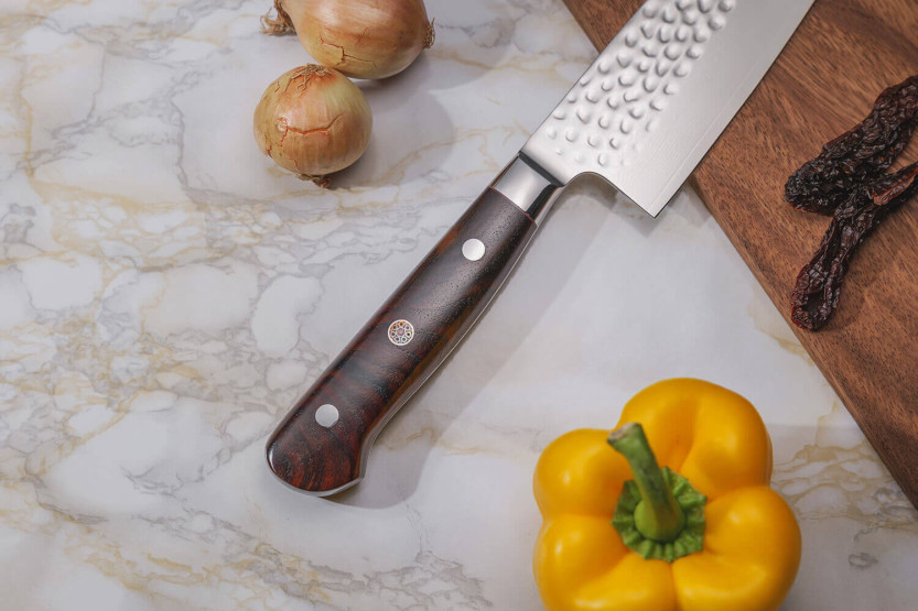 Conjunto de 2 facas de cozinha Fukito Rosewood Damascus 67 camadas: Universal + Chef