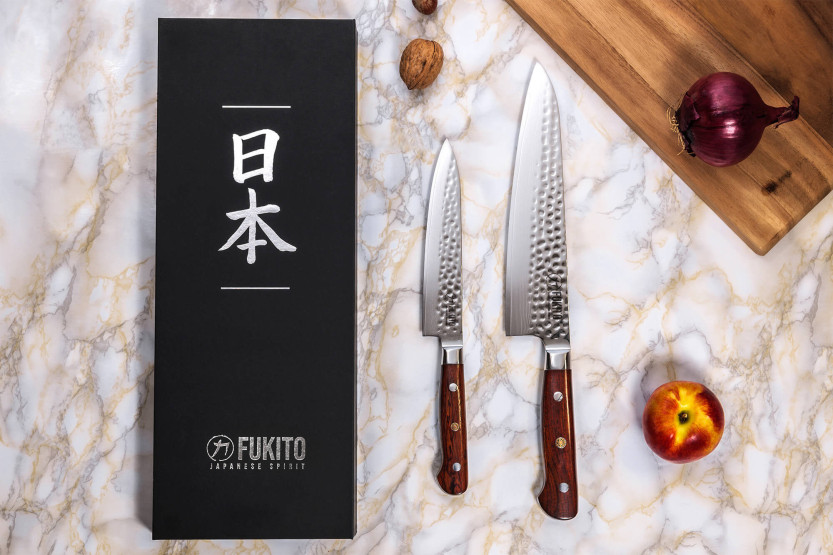 Messerset 2 Küchenmesser Fukito Rosewood Damast 67 Schichten : Universal + Chef