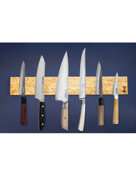 Essences Creations Barra magnética curvada de abedul de 43 cm hecha a mano - 6 plazas