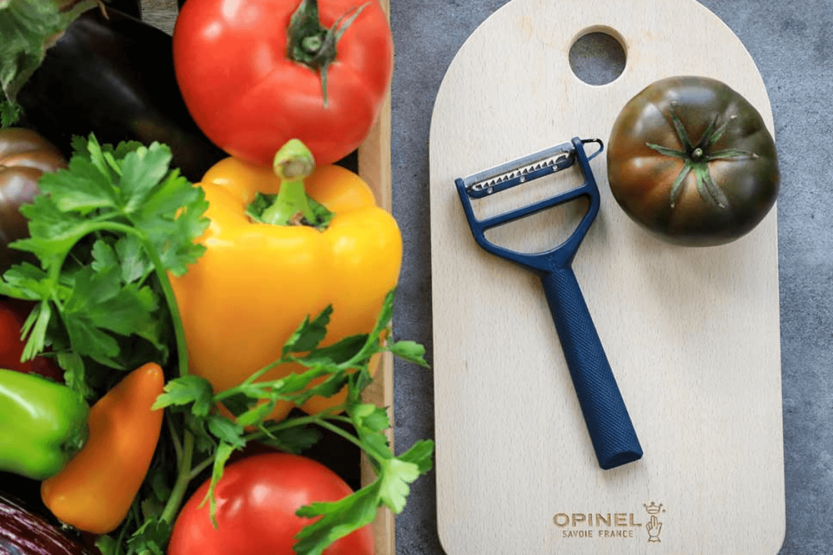 Opinel T-Duo double blade peeler with micro-serrated and julienne blades