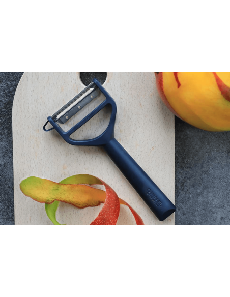 Descascador de lâmina dupla Opinel T-Duo com lâminas micro-dentadas e juliana