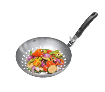 Wok für Gemüse Gefu aus Edelstahl mit abnehmbarem Griff aus Nylon PA66 Durchmesser 28cm