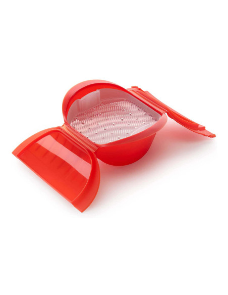 Scatola a vapore rossa Maxi Lékué con filtro