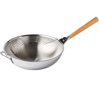 Wok de acero inoxidable Mastrad O'Wok Gourmet con mango extraíble y grill