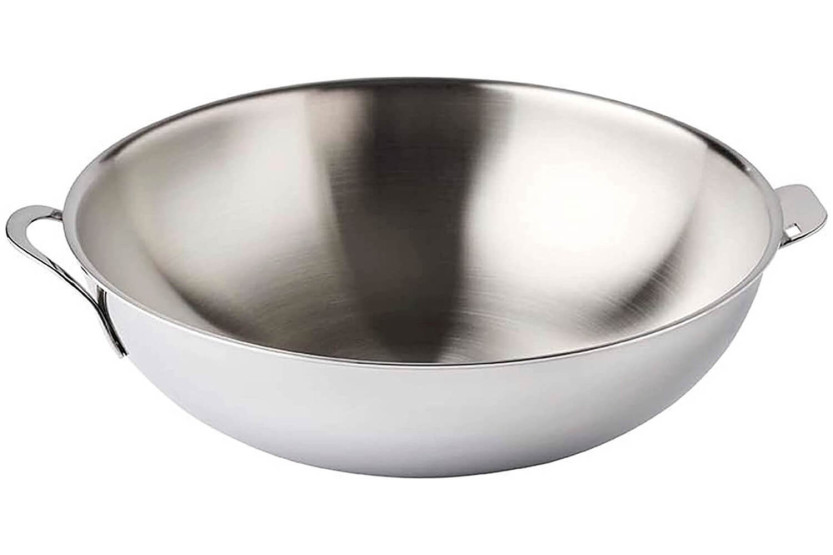 Mastrad O'Wok Gourmet wok em aço inoxidável com pega amovível e grelhador